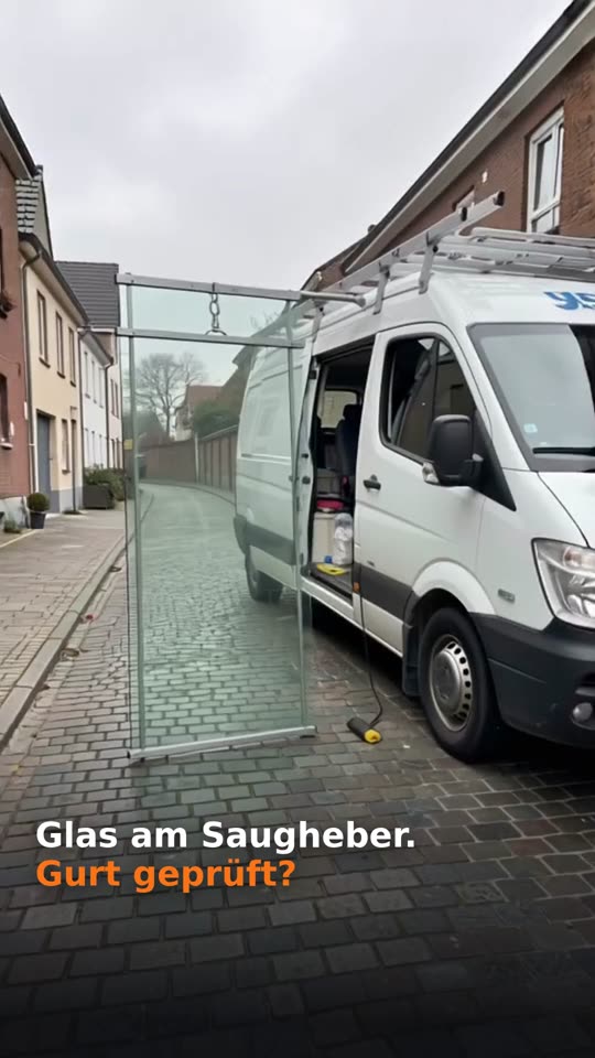 Eröffnungsbild: Glas am Saugheber. Gurt geprüft?